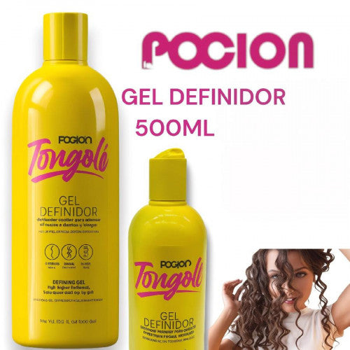 GEL DEFINIDOR CAPILAR PARA CABELLOS ONDULADOS RIZADOS Y CRESPOS TONGOLE 500ML POCION