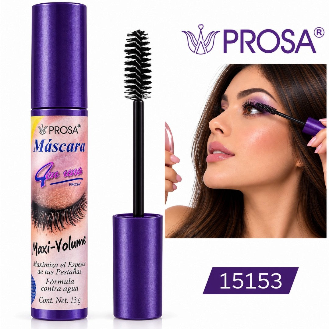 PESTAÑINA PROFESSIONAL A PRUEBA DE AGUA MAXI-VOLUMEN 13G PROSA EMPAQUE MORADO 15153