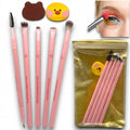 SET X5 BROCHAS DE OJOS EN MADERA + 2 BORLAS H.M BEAUTY WL-627