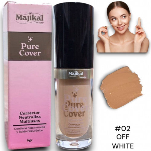CORRECTOR DE OJERAS CON NIACINAMIDA Y ACIDO HIALURONICO PURE COVER MAJIKAL  TONO# 02 OFF WHITE