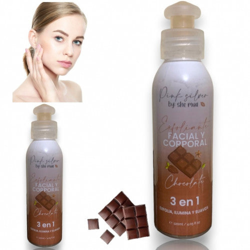 EXFOLIANTE FACIAL Y CORPORAL 3 EN 1 EXFOLIA, ILUMINA Y SUAVIZA PINK SILVER CHOCOLATE 120 ML