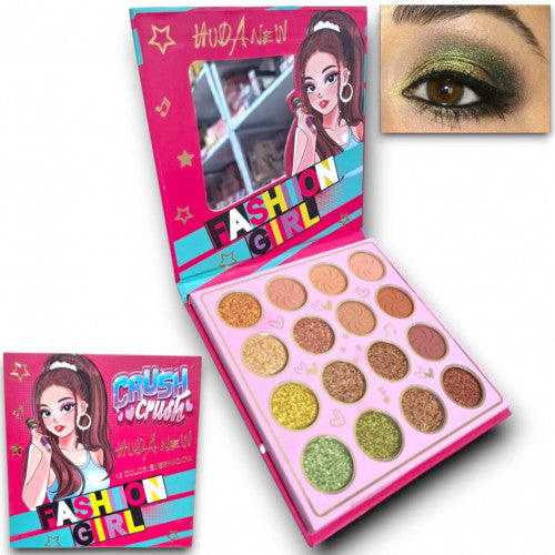 PALETA DE SOMBRAS X16 TONOS CON ESPEJO FASHION GIRL HUDANEW LD7550