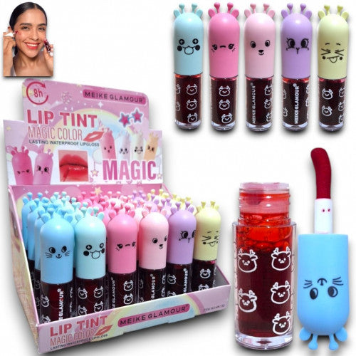 TINTA DE LABIOS MAGIC TAPA DE ANIMALITOS TONOS SURTIDOS MEIKE GLAMOUR MK130
