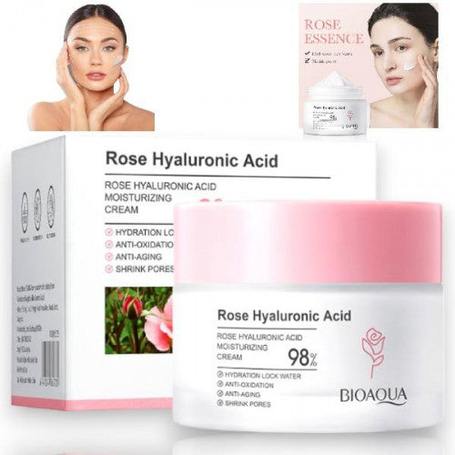 CREMA FACIAL CON EXTRACTOS DE ROSA Y ACIDO HIALURONICO BIOAQUA BQY60735/BQY42613