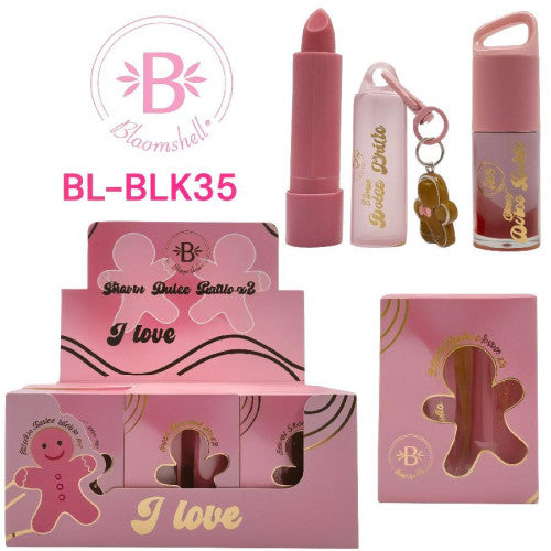 SET X2 DE LIP GLOSS Y BALSAMO LABIAL BLOOM DULCE BLOOMSHELL BL-BLK35