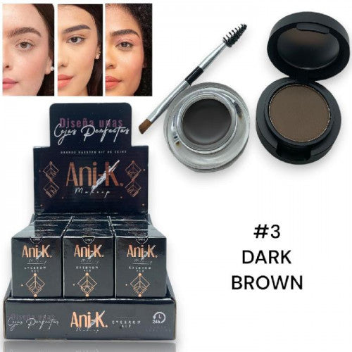 BETUN 2IN1 + SOMBRA DE CEJAS CON BROCHA APLICADORA DOBLE ANI-K #03 DARK BROWN CA567