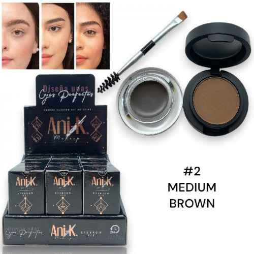 BETUN 2IN1 + SOMBRA DE CEJAS CON BROCHA APLICADORA DOBLE ANI-K #02 MEDIUM BROWN CA567