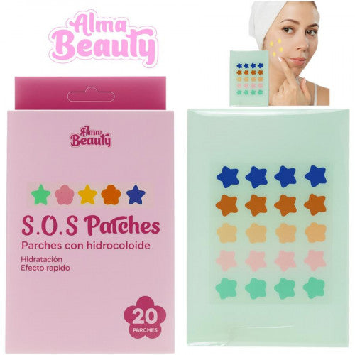 PARCHE PARA EL ACNE S.O.S PATCHES CON HIDROCOLOIDE X20PZS ALMA BEAUTY ABM-029