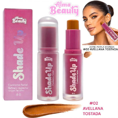 CONTORNO EN BARRA SHASDE UP TONO #02 AVELLANADA TOSTADA ALMA BEAUTY ABM-037