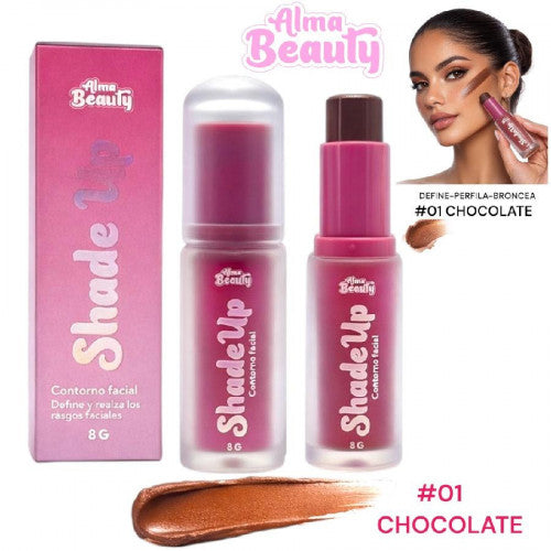 CONTORNO EN BARRA SHASDE UP TONO #01 CHOCOLOTE OSCURO ALMA BEAUTY ABM-037