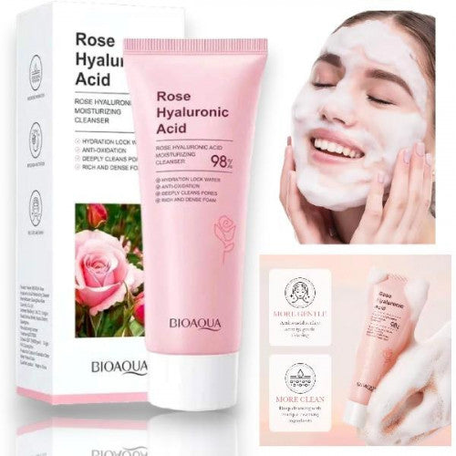 LIMPIADOR FACIAL CON EXTRACTOS DE ROSAS Y ACIDO HIALURONICO BIOAQUA BQY60551/BQY15433