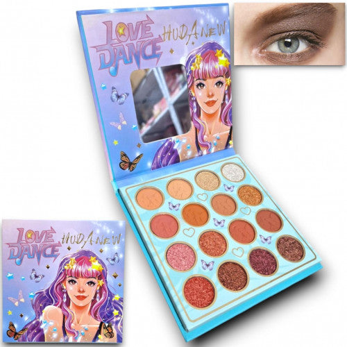 PALETA DE SOMBRAS X16 TONOS CON ESPEJO LOVE DANGE HUDANEW LD7552