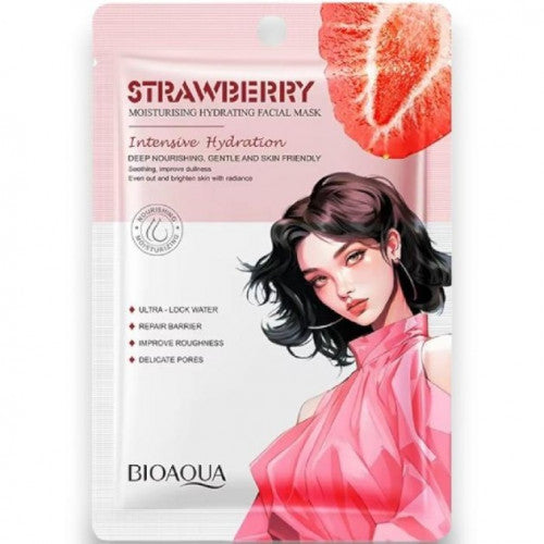 MASCARILLA FACIAL EN VELO BLANQUEADORA STRAWBERRY BIOAQUA BQY40725