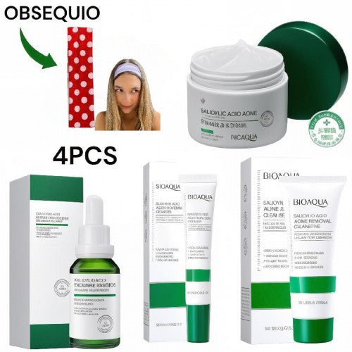 KIT SKIN CARE DE ACIDO SALICILICO CONTROL ACNE 4PCS (SERUM,JABON,CREMA,MASK) OBSEQUIO 1PCS BALACA DE PUNTOS 81551-56297-