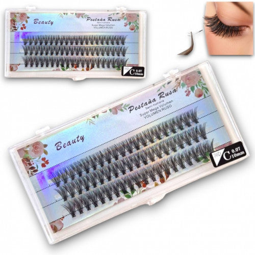 PESTAÑA PUNTO A PUNTO BEAUTY  VOLUMEN RUSO 30PELOS 10MM SGT15441-1