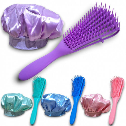 KIT GORRO DE SATIN + CEPILLO DESENREDANTE J2405
