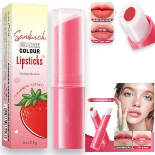BALSAMO LABIAL LIPTICKS CON COLOR ANTIAGRIETAMIENTO STRAWBERRY SADOER SD32131/SD8641