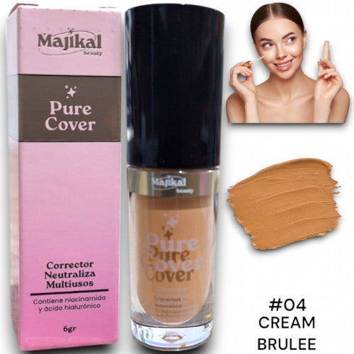 CORRECTOR DE OJERAS CON NIACINAMIDA Y ACIDO HIALURONICO PURE COVER MAJIKAL  TONO# 04 CREAM BRULEE