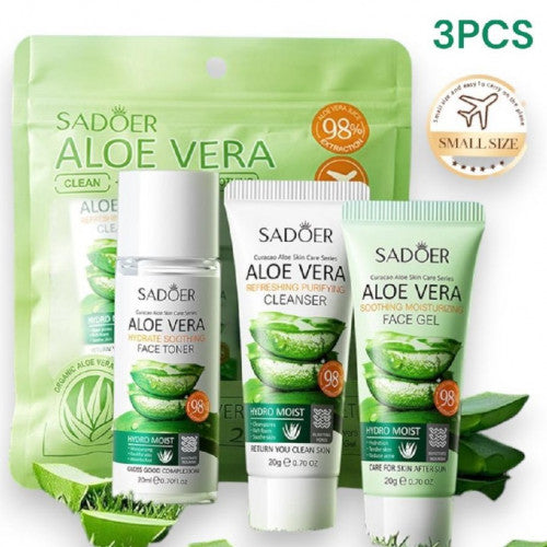 SET X3PCS DE SKIN CARE DE ALOE VERA NUTRITIVO Y REFRESCANTE 20Grs. SADOER SD51554