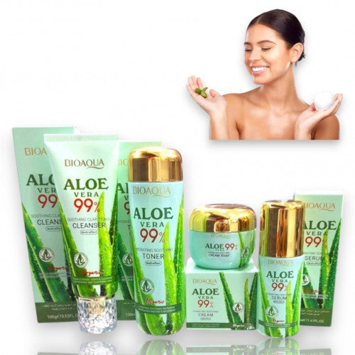 KIT DE CUIDADO FACIAL X4 PIEZAS DE ALOE VERA 99% HIDRATANTE MULTI-EFFECT BIOAQUA 26335764