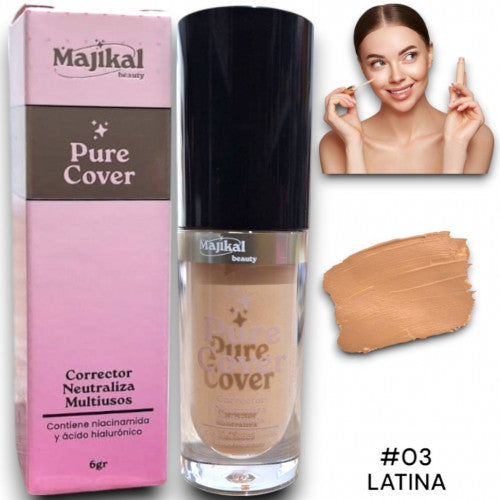 CORRECTOR DE OJERAS CON NIACINAMIDA Y ACIDO HIALURONICO PURE COVER MAJIKAL  TONO# 03 LATINA