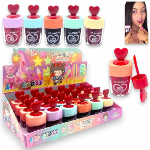 TINTA DE LABIOS DE PALETICA TAPA DE CORAZONCITO TONOS SURTIDOS O_LANNEY LC634