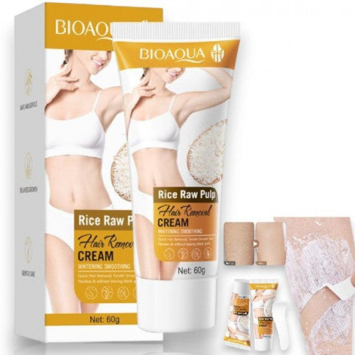 CREMA DEPILADORA SUAVIZANTE Y BLANQUEADORA DE ARROZ BIOAQUA BQY17987/BQY17989