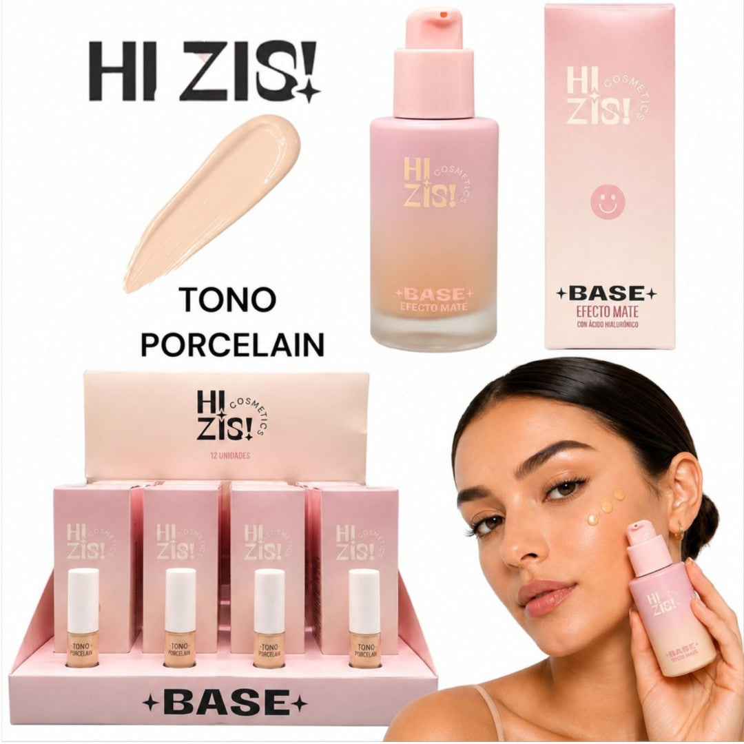 BASE LIQUIDA EFECTO MATE TONO PORCELAIN HI ZIS! HZ407-01