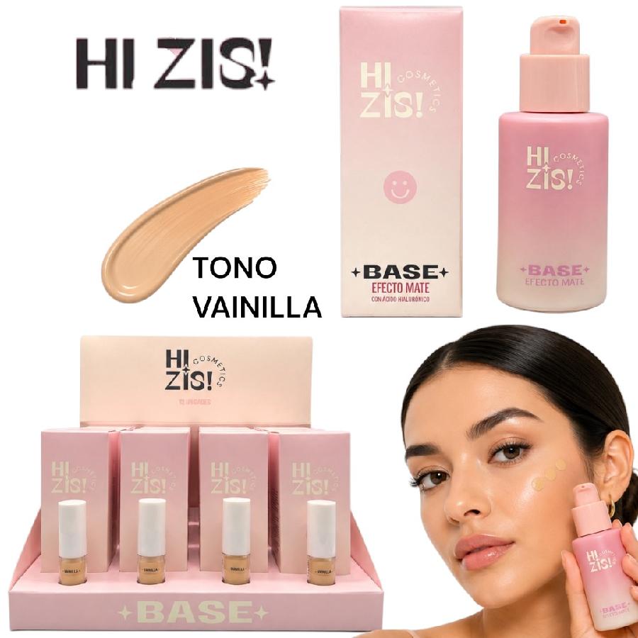 BASE LIQUIDA EFECTO MATE TONO VAINILLA HI ZIS! HZ407-03