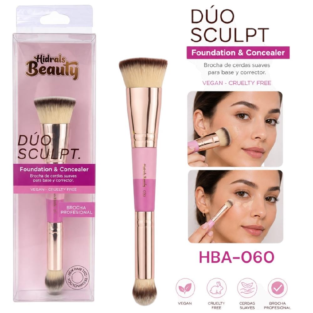 BROCHA DOBLE PARA BASE Y CORRECTOR PROFESSIONAL HIDRALS HBA-060