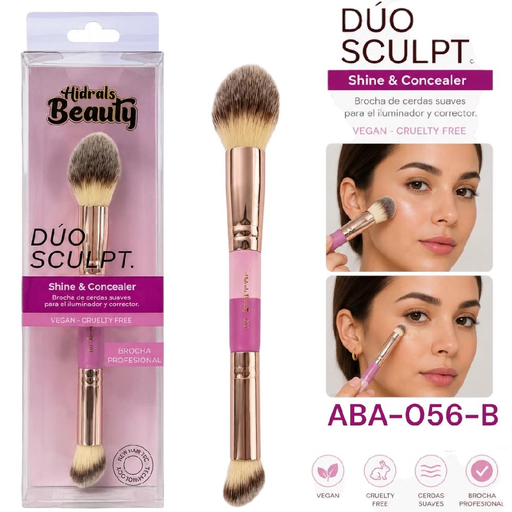 BROCHA DOBLE PARA ILUMINADOR Y CORRECTOR PROFESSIONAL HIDRALS HBA-056