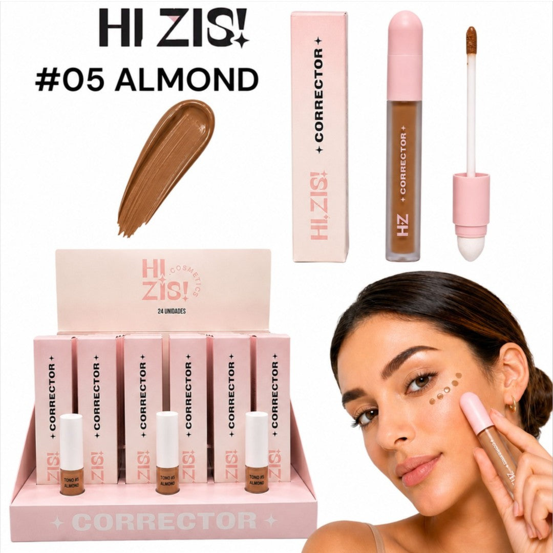 CORRECTOR LIQUIDO CON DOBLE APLICADOR TONO #05 ALMOND HI ZIS! HAZ408-05