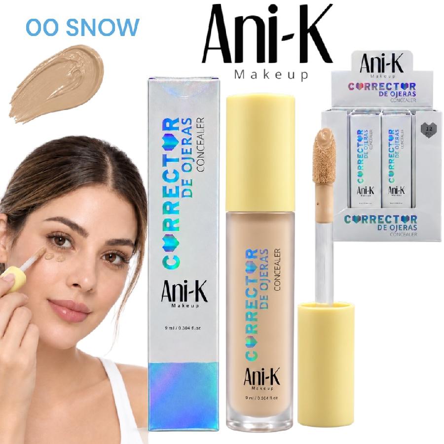 CORRECTOR LIQUIDO GRANDE CON APLICADOR 9ML TONO #00 SNOW ANI-K CA2668-00