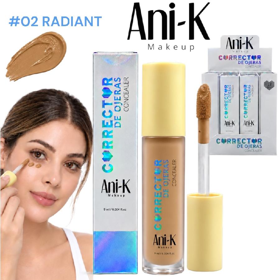 CORRECTOR LIQUIDO GRANDE CON APLICADOR 9ML TONO #02 RADIANT ANI-K CA2668-02