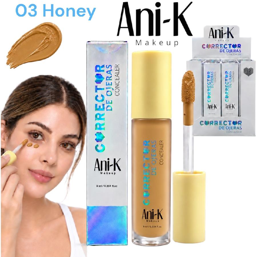 CORRECTOR LIQUIDO GRANDE CON APLICADOR 9ML TONO #03 HONEY ANI-K CA2668-03