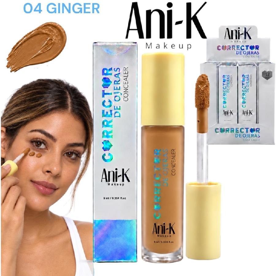 CORRECTOR LIQUIDO GRANDE CON APLICADOR 9ML TONO #04 GINGER ANI-K CA2668-04