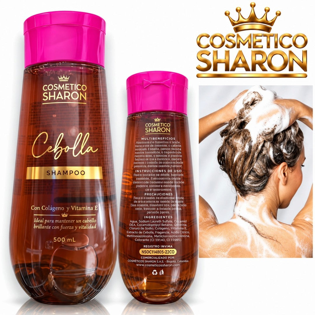 SHAMPOO DE CEBOLLA CON COLAGENO Y VITAMINA E SHARON 500ML