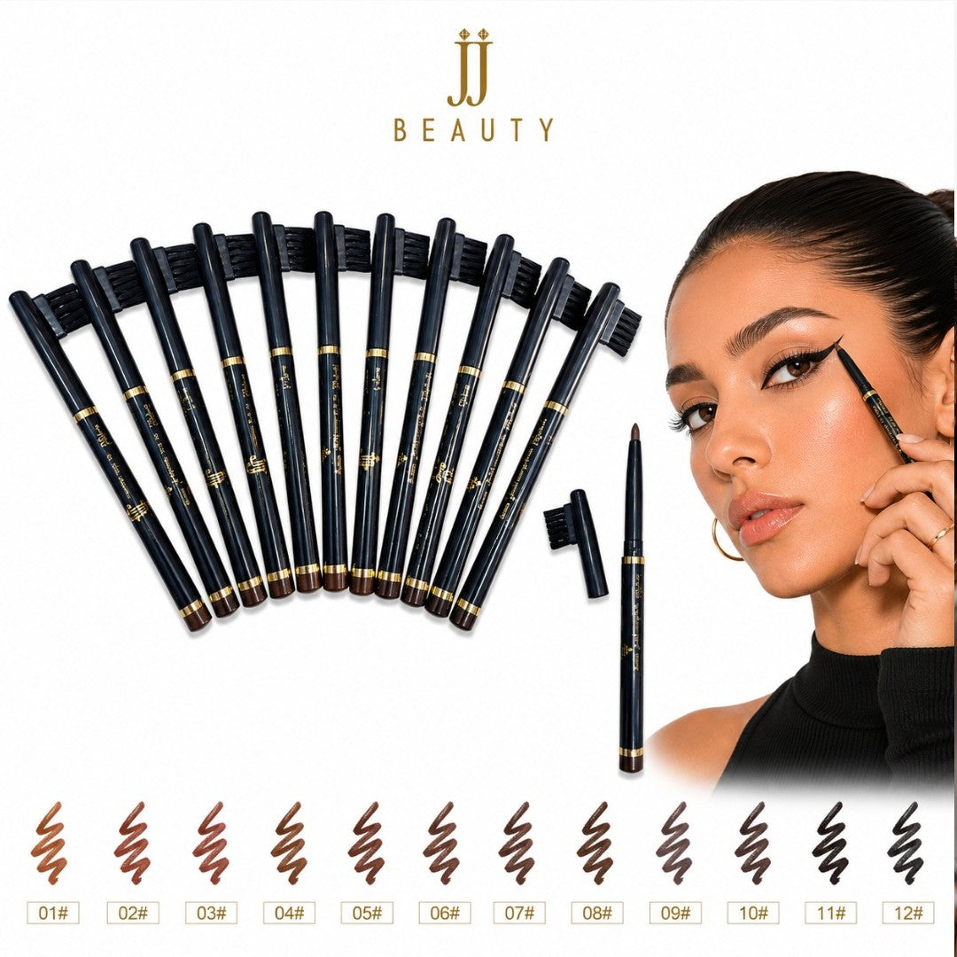 LAPIZ DELINEADOR DE OJOS DARK A PRUEBA DE AGUA CON BROCHA JJ BEAUTY
