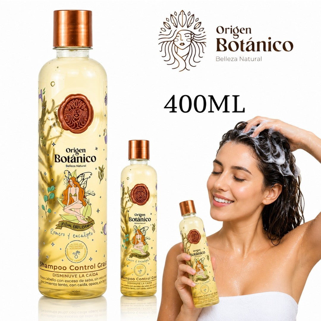 SHAMPOO CONTROL GRASA CON ROMERO Y EUCALIPTO 400ML ORIGEN BOTANICO
